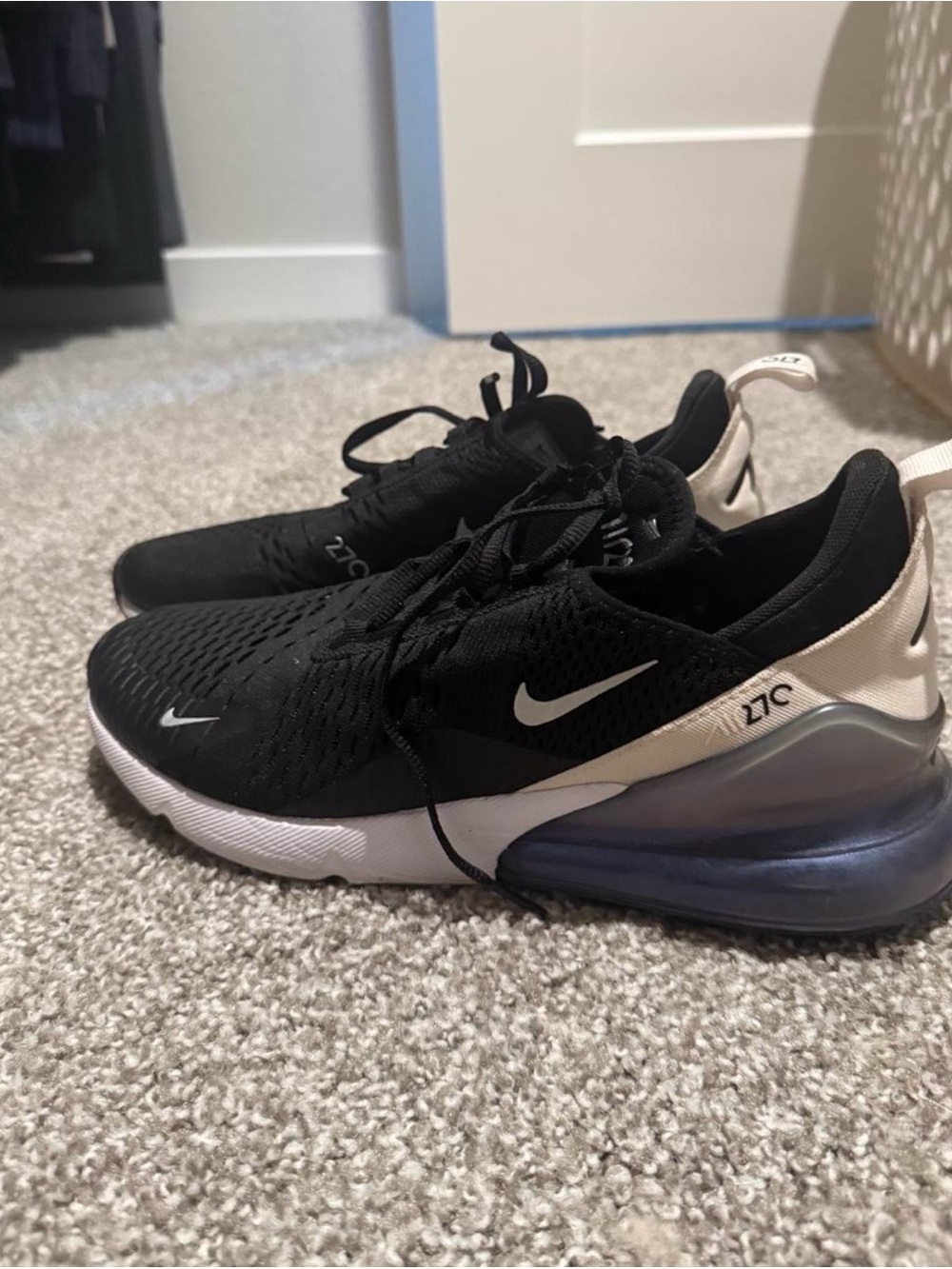 Nike Women’s Air Max 270 Black White Cream Athletic Sneakers